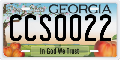 GA license plate CCS0022