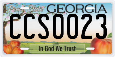 GA license plate CCS0023
