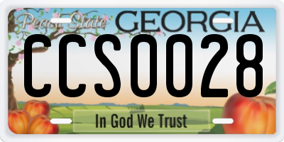 GA license plate CCS0028