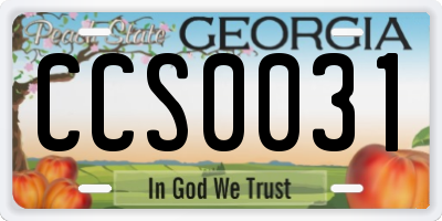 GA license plate CCS0031
