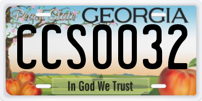 GA license plate CCS0032