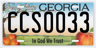 GA license plate CCS0033
