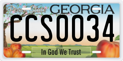 GA license plate CCS0034