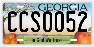 GA license plate CCS0052