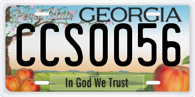 GA license plate CCS0056