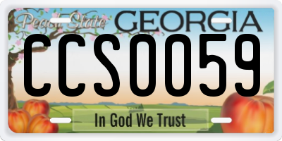 GA license plate CCS0059