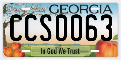 GA license plate CCS0063
