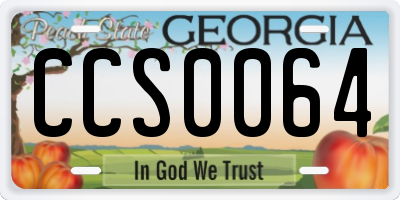 GA license plate CCS0064