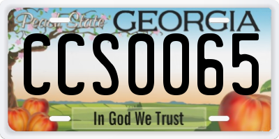 GA license plate CCS0065