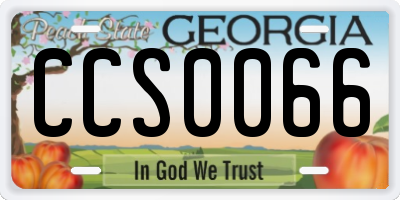 GA license plate CCS0066