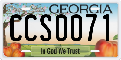 GA license plate CCS0071