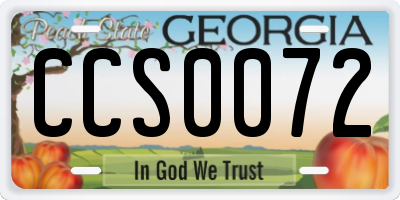 GA license plate CCS0072