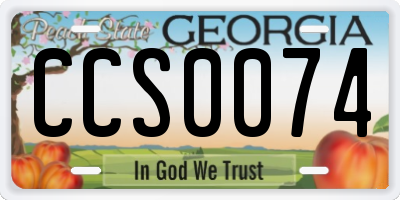 GA license plate CCS0074