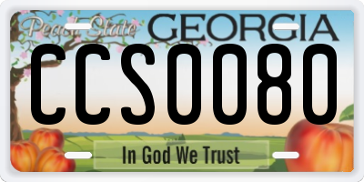 GA license plate CCS0080