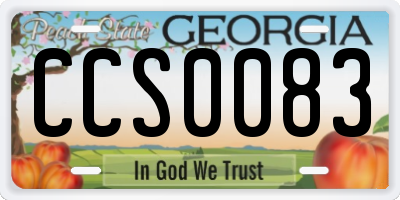 GA license plate CCS0083