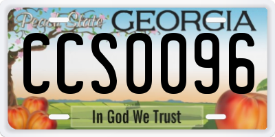 GA license plate CCS0096