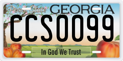 GA license plate CCS0099