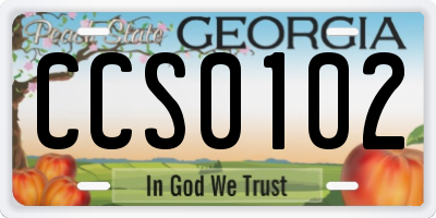 GA license plate CCS0102
