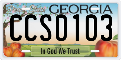 GA license plate CCS0103