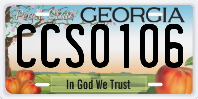 GA license plate CCS0106