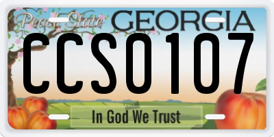 GA license plate CCS0107