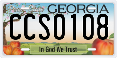 GA license plate CCS0108