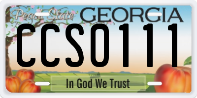 GA license plate CCS0111