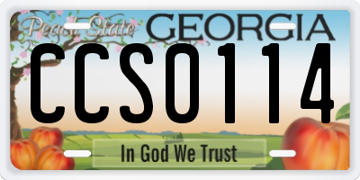 GA license plate CCS0114