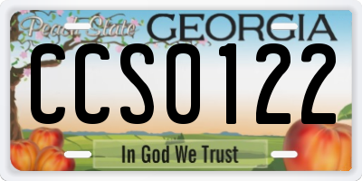 GA license plate CCS0122