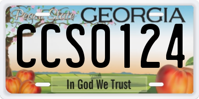 GA license plate CCS0124