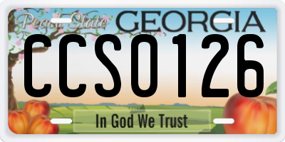 GA license plate CCS0126
