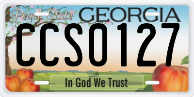 GA license plate CCS0127