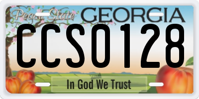 GA license plate CCS0128