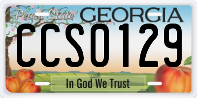 GA license plate CCS0129