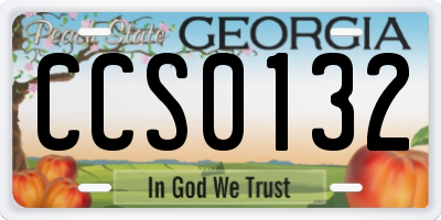 GA license plate CCS0132