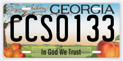 GA license plate CCS0133