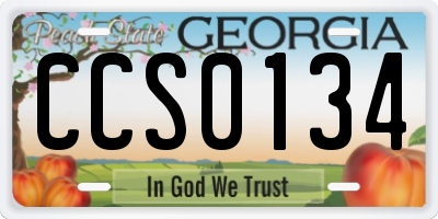 GA license plate CCS0134