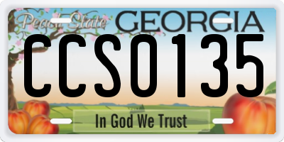 GA license plate CCS0135