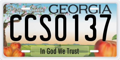 GA license plate CCS0137