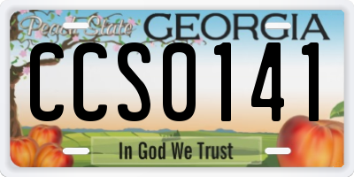 GA license plate CCS0141