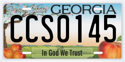 GA license plate CCS0145