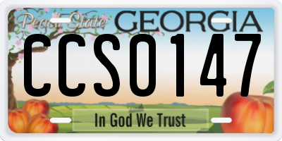 GA license plate CCS0147