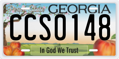 GA license plate CCS0148