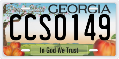 GA license plate CCS0149