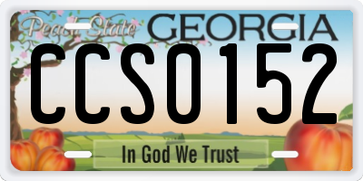 GA license plate CCS0152