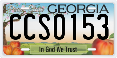 GA license plate CCS0153