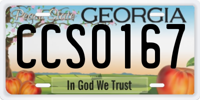 GA license plate CCS0167