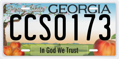 GA license plate CCS0173
