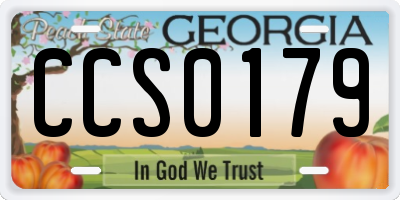 GA license plate CCS0179