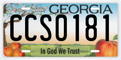 GA license plate CCS0181